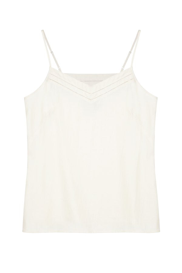 Mulberry Silk Camisole & Shorts Set - Ivory (Natural) with navy piping