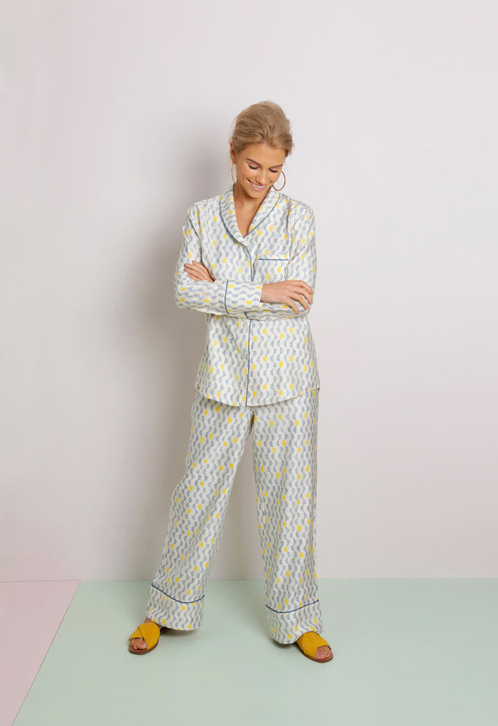 Mulberry Silk Pyjamas - Kochi Blue