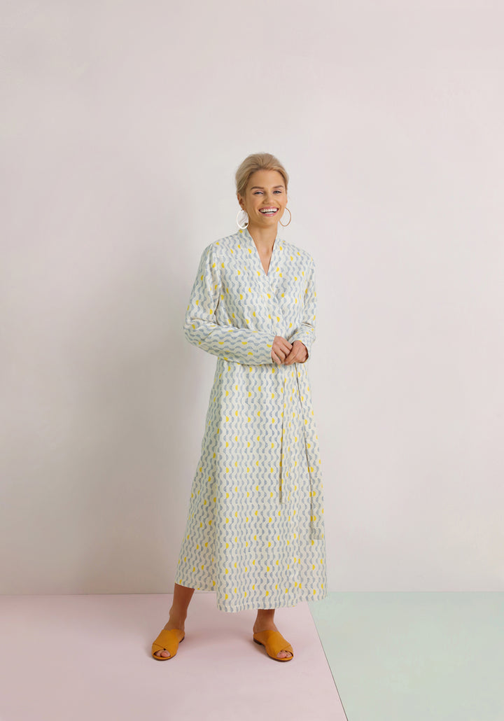 Luxury Mulberry Silk Robe - Kochi Blue