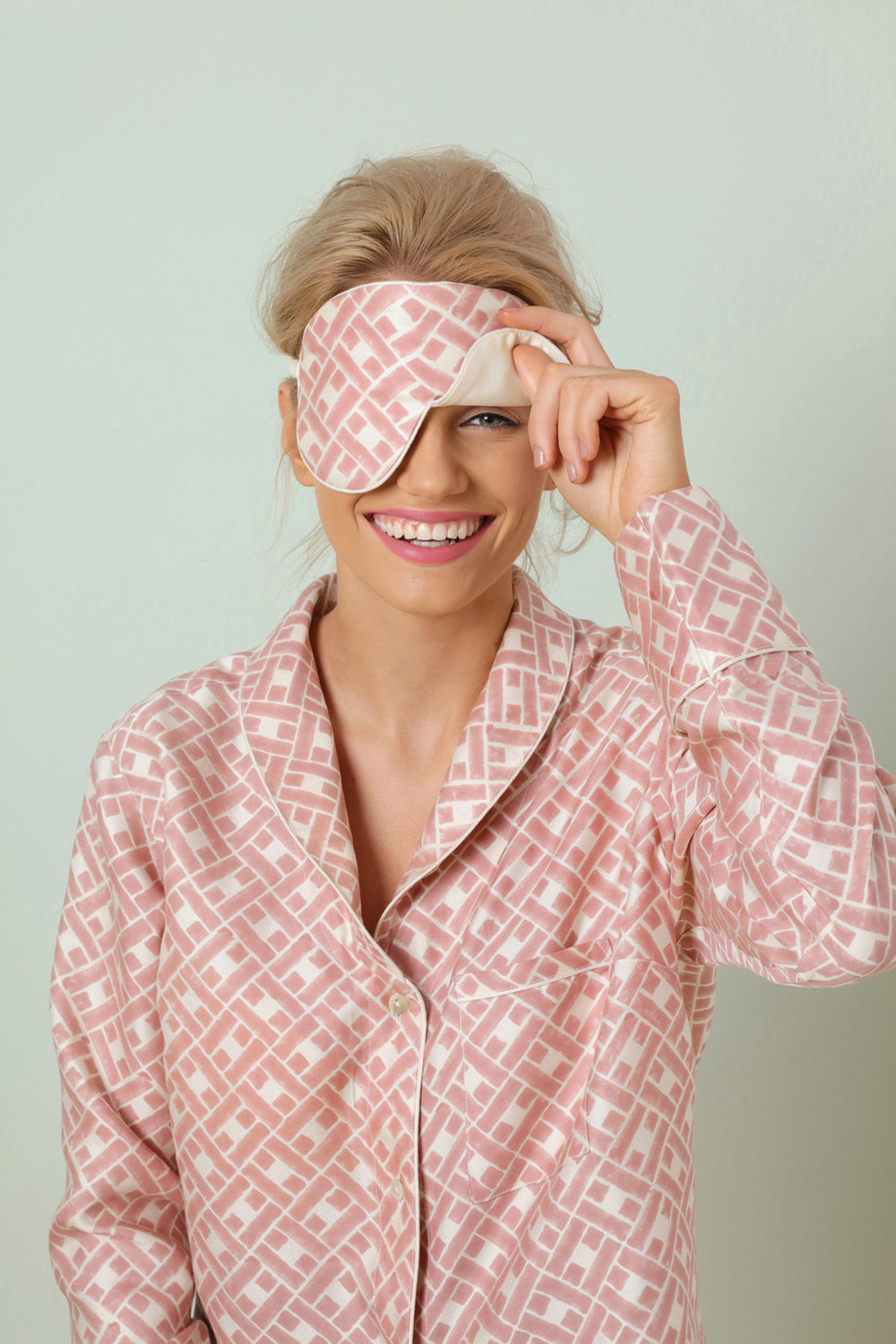 Mulberry Silk Eye Mask - Leh Blush print