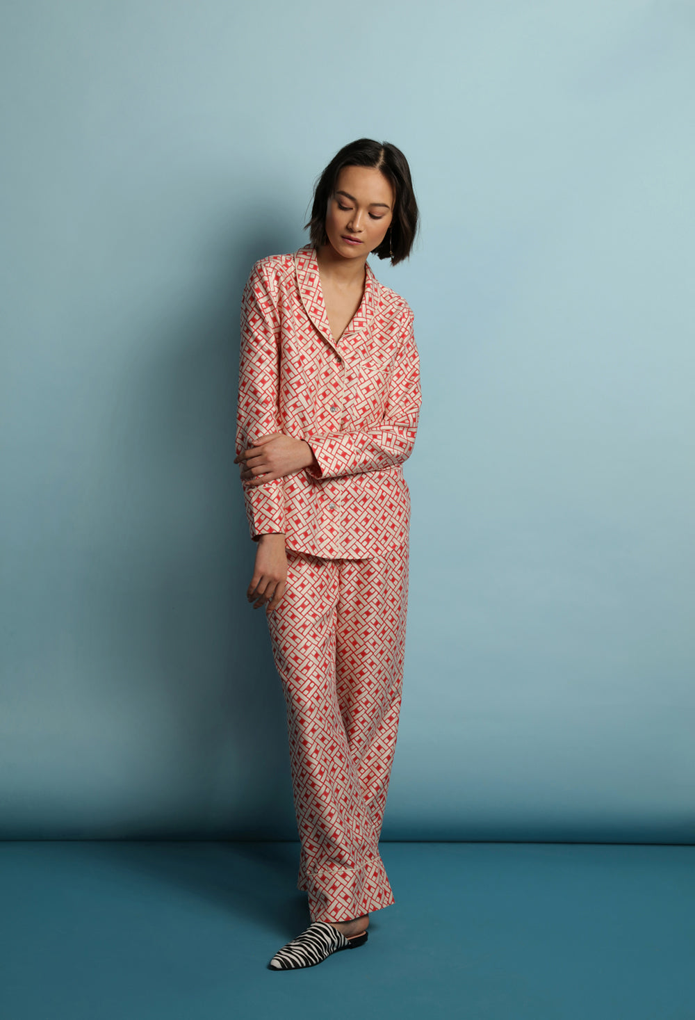 Luxury mulberry silk pyjamas Leh Scarlet