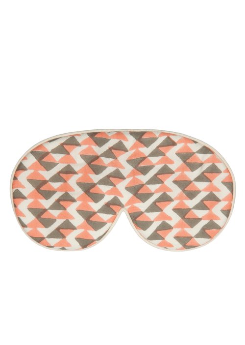 Mulberry Silk Eye Mask - Coral/Grey print