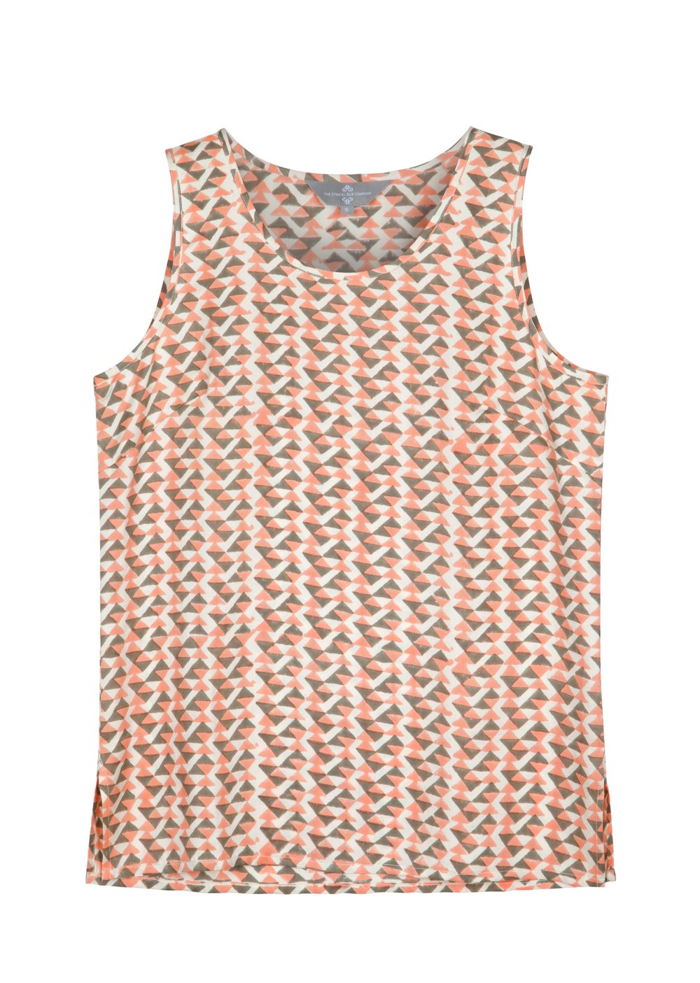 Mulberry Silk Top - Coral/Grey print