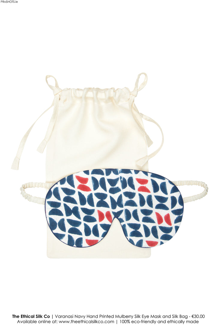 Mulberry Silk Eye Mask - Varanasi Navy