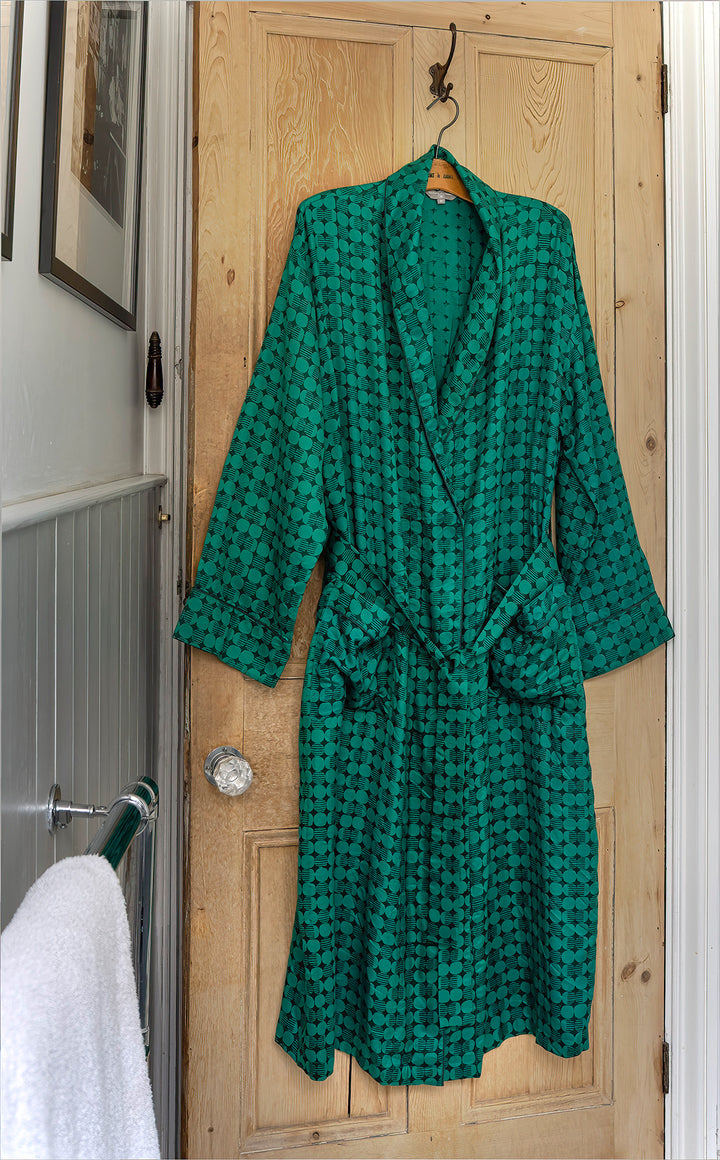 Men's Mulberry Silk Robe - Kerala Green