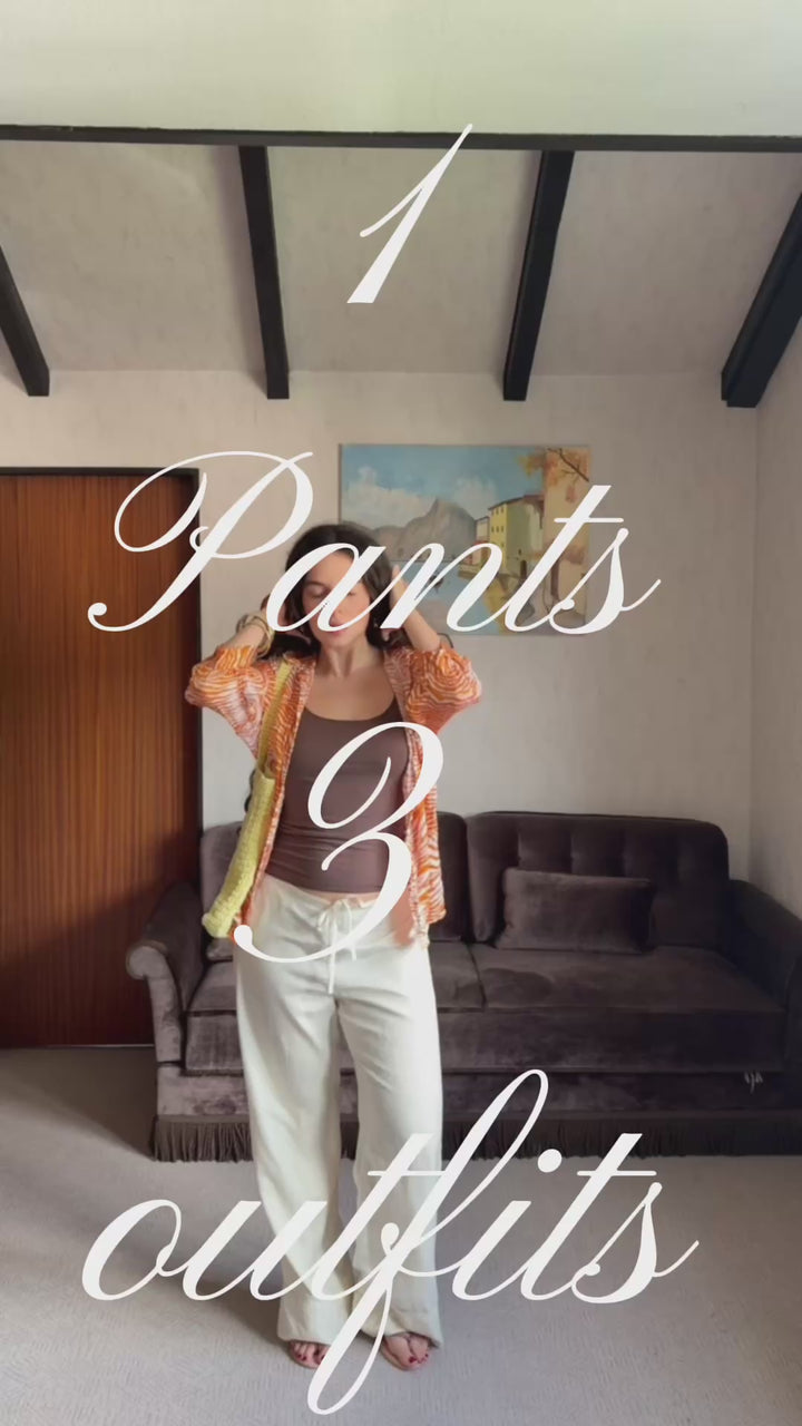 Separate - Mulberry Silk Women's Long Pyjama Bottoms - Ivory no Piping