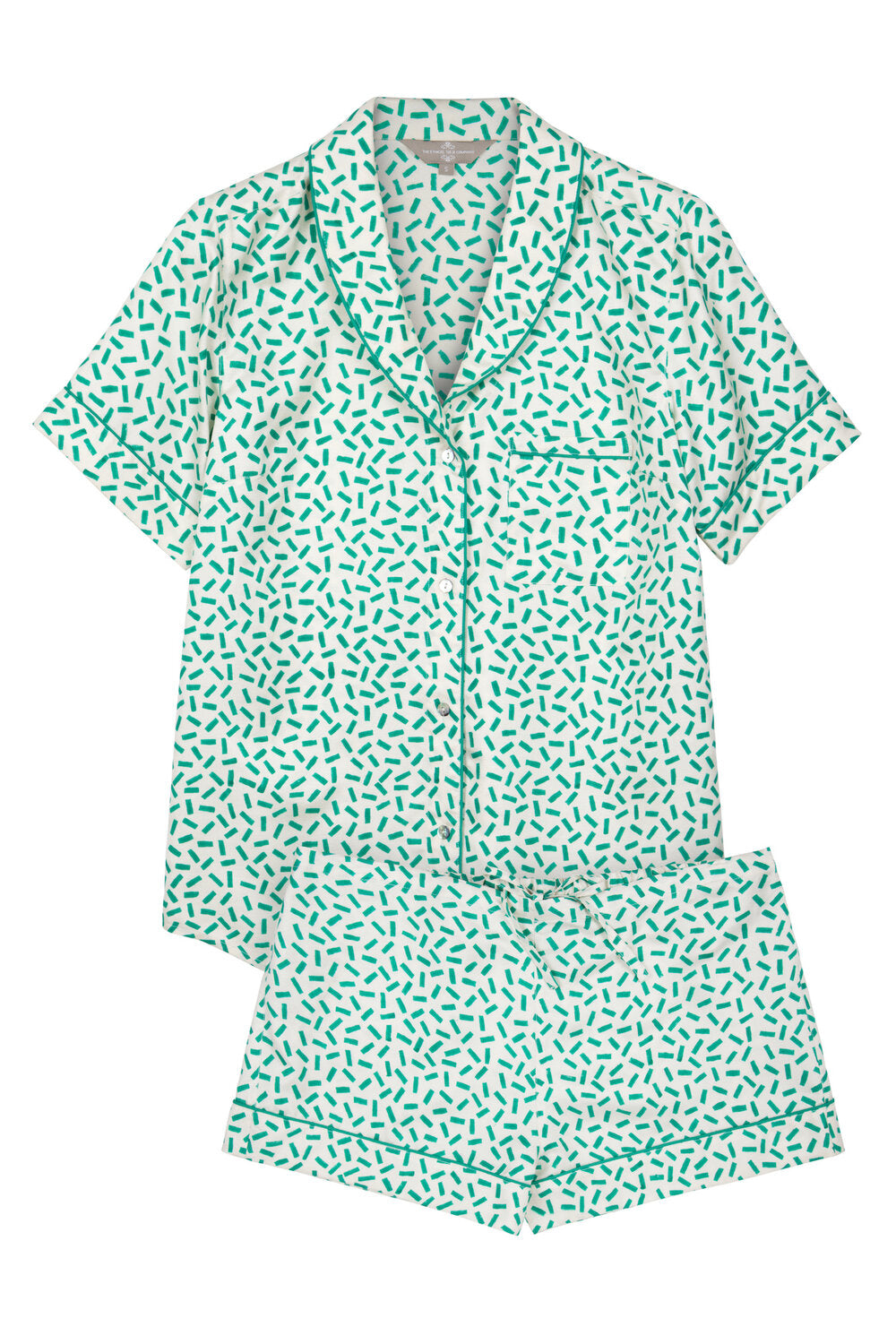 Mulberry Silk Shorties Pyjamas - Andaman Green Print