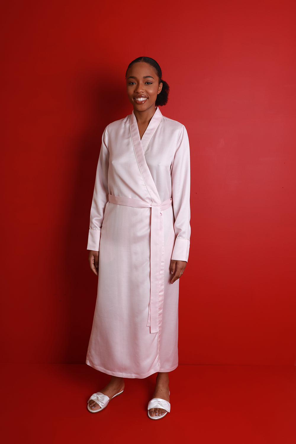 Mulberry Silk Robe - Chennai Pink. Please note that pieces purchased in our Archive Sale can't be refunded. We are happy to offer an exchange, if we have the stock available or a credit note.