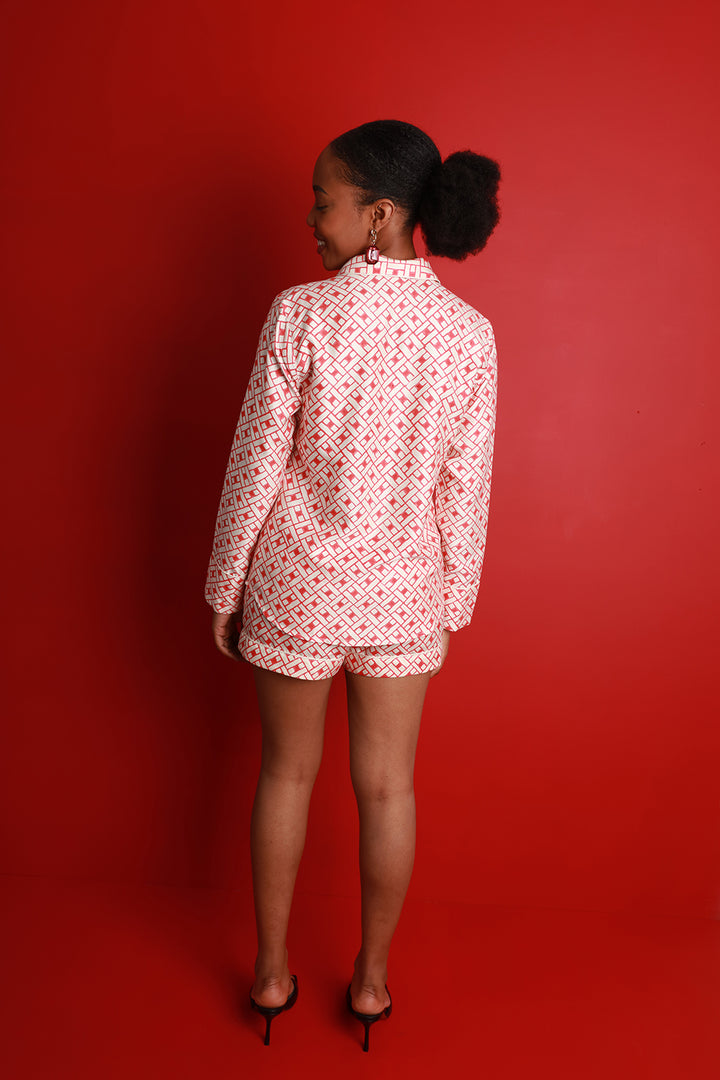 Mulberry Silk Long Sleeved Shorties Pyjamas - Leh Scarlet