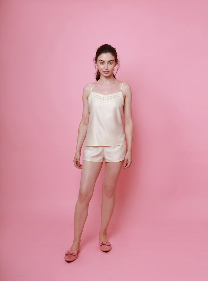 Mulberry Silk Camisole & Shorts Set - Ivory (Natural)