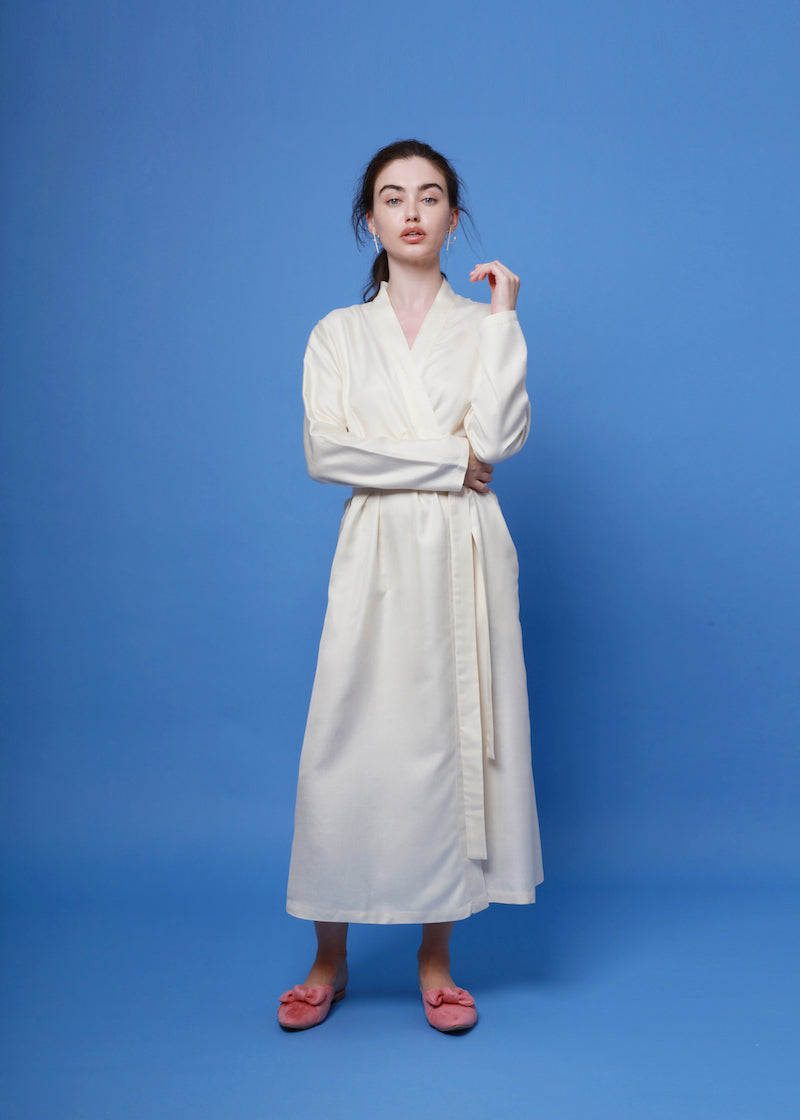 Luxury Mulberry Silk Robe - Ivory (Natural)