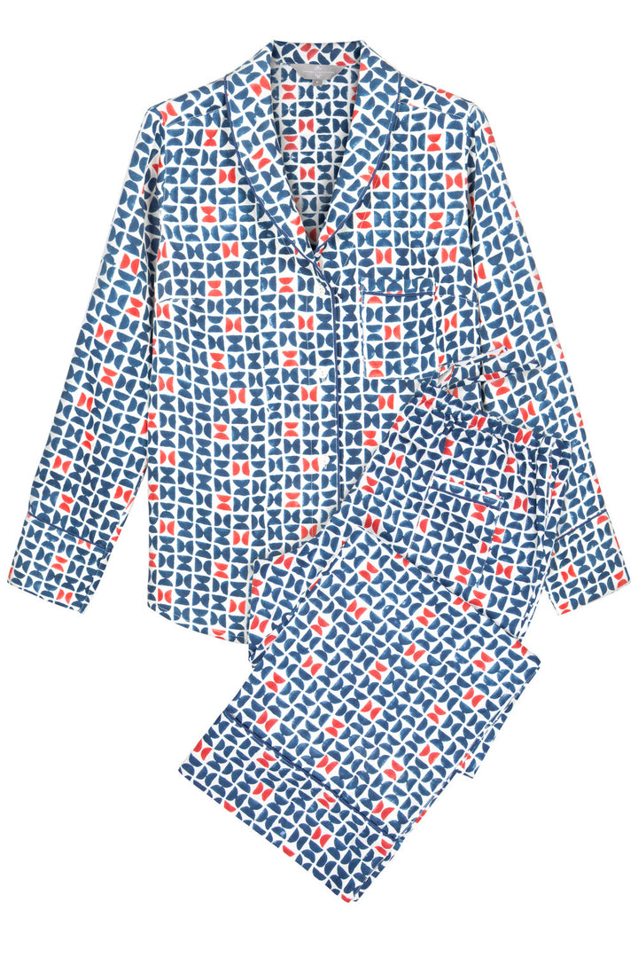 Mulberry Silk Pyjamas - Varanasi Navy Print
