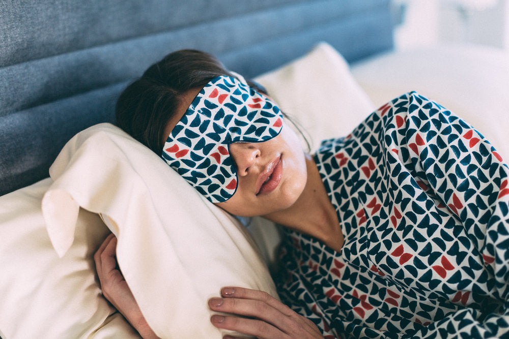 Mulberry Silk Eye Mask for sleeping Varanasi Navy