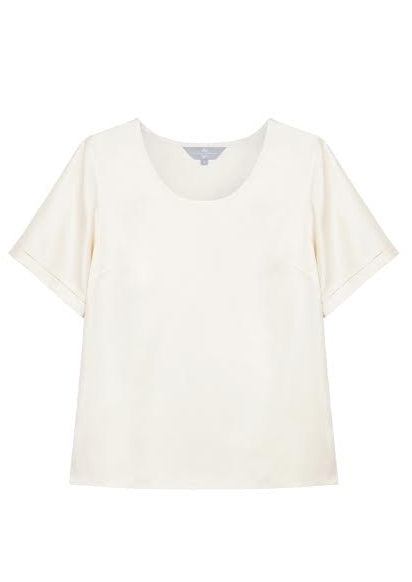 Mulberry Silk Sleeved Top - Ivory (Natural)